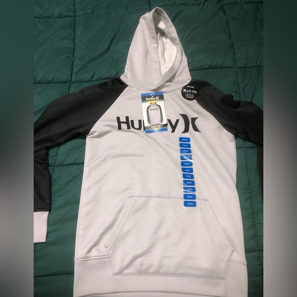 NWT Boy's HURLEY H20-Dri French Terry Solar Hoodie Size 10/12 Gray/Black - Picture 4 of 10
